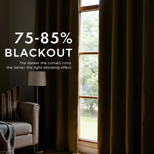 Vista 3 de Cortinas dorado oscuro de 108" para sala de estar, cortinas opacas de terciopelo con bolsillo para barra, para ventana, tratamiento de semi