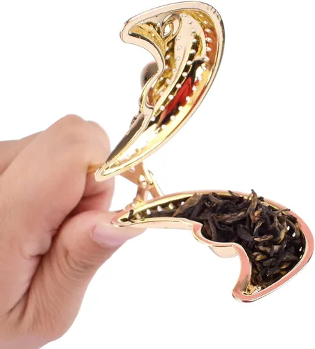 Vista 4 de Gold Moon - Infusor de té celestial, metal, bisagra y abrazadera con mango recto, para té de hojas sueltas