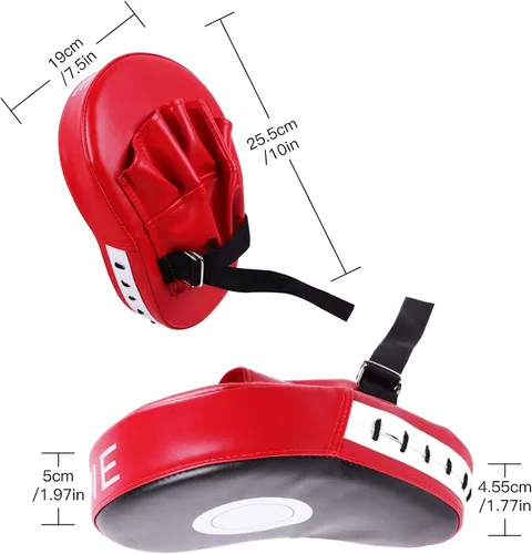 Vista 2 de Boxing Pads Curved Focus Punching Mitts Training Hand Target Pads Gloves Training Focus Pads for Kickboxing, Karate, Muay Thai Kick, Sparring, Dojo