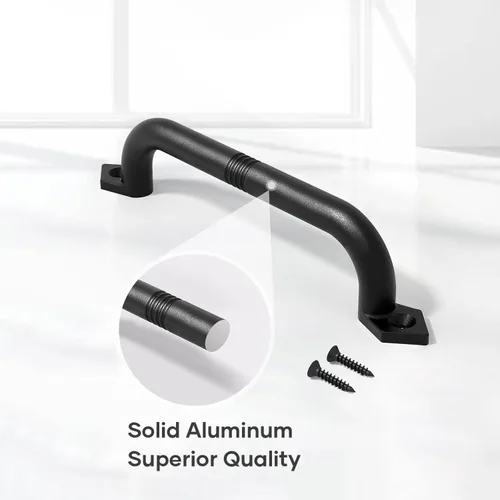 Vista 4 de EaseLife Manija de puerta de granero de 10 pulgadas, manijas de puerta, agarre de aluminio negro rústico, fácil de instalar