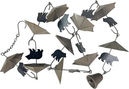 Vista 18 de Things2Die4 Black Bear - Cadena de lluvia de 75 pulgadas de largo con 8 diseños de oso 3D, campana pesada para sonido de campanilla de viento