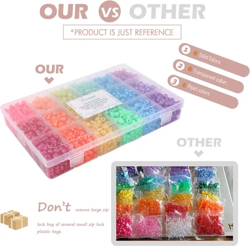 Vista 7 de Cuentas de pelo de 18 colores de 0.354 in para trenzas de cabello, kit de cuentas de pony arcoíris para hacer joyas, cuentas Kandi para hacer