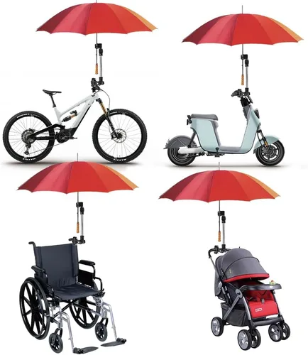 Vista 5 de Tiiyee Soporte de paraguas de bicicleta ajustable de 360 ° al aire libre retráctil de acero inoxidable para bicicleta, soporte de barra, soporte