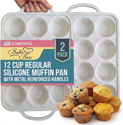 Vista 12 de BAKE BOSS Molde de Silicona Confetti para Muffins Jumbo de 6 Cavidades–Moldes Antiadherentes para Cupcakes para Hornear, Moldes de Silicona Grandes