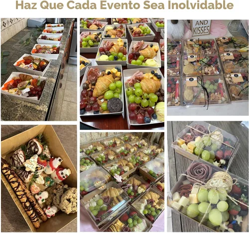 Vista 7 de Leafiew Paquete de 25 Cajas de Charcutería de 7x5 Pulgadas con Tapas Transparentes - Tablero de Papel Individual Para Llevar de Charcutería con 25