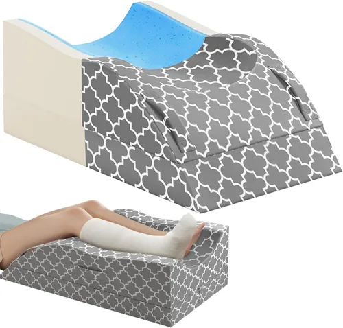 Vista 8 de Almohada de pierna CloudBliss, almohada de elevación de pierna para después de la cirugía, espuma viscoelástica ajustable con funda para hielo