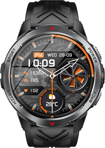 Vista 11 de Reloj inteligente militar para hombre con batería de 1100 mAh/linterna LED, reloj inteligente táctico resistente de 1.7 pulgadas con texto