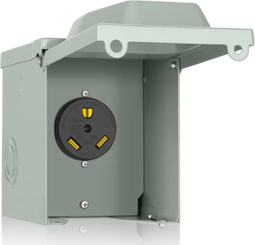 PAULINN Nema TT-30R - Caja de toma de corriente para caravana de 30 amperios, panel para exteriores cerrado y bloqueable para receptáculo al aire
