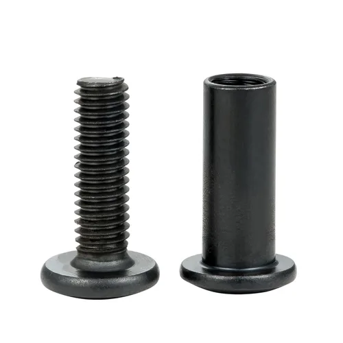 Vista 7 de Juego de 25 tornillos hexagonales negros y tuercas de barril M6x20mm, tornillos de fijación para muebles, pernos de conector de muebles, literas