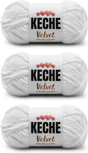 Vista 6 de Keche Hilo de terciopelo para ganchillo, manta de felpilla suave, voluminosa, hilo amigurumi, 3.53 oz (132 yardas), color azul bebé