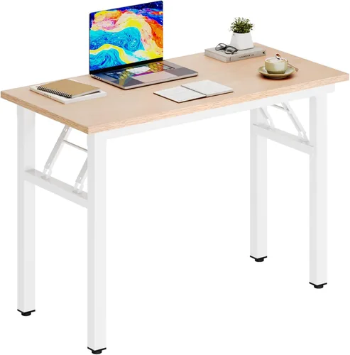 Vista 18 de DlandHome Escritorio plegable pequeño de 31.5 pulgadas, escritorio de computadora para oficina en casa, mesa plegable para espacios pequeños,