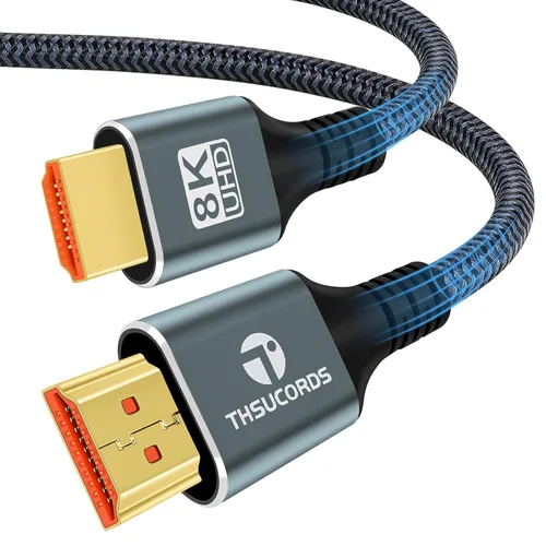 Thsucords Cable HDMI 8K 4K de 1.6 pies, Cable HDMI 2.1 Trenzado de Alta Velocidad de HDMI a HDMI Compatible con 8K@60Hz, 4K@120Hz 144Hz 48Gbps