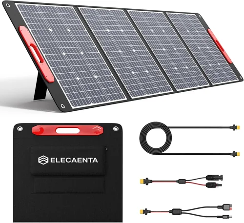 Vista 8 de ELECAENTA Panel solar portátil de 200 W para Jackery/EF Ecoflow/Bluetti/Anker Power Station, 25% de conversión, ultra ligero, flexible y plegable
