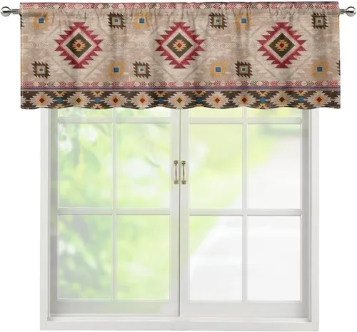 Vista 16 de ZFRXIGN Cortina de cenefa de cocina de caballo occidental para ventanas pequeñas, bolsillo azteca tribal cortinas opacas cortas para sala de estar