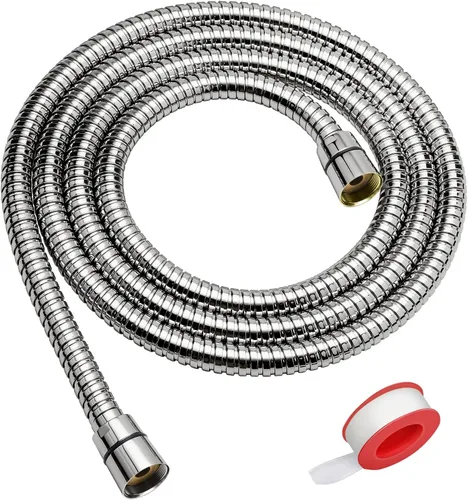 Blissland - Manguera para ducha, 79 pulgadas, extralarga, de acero inoxidable, flexible y manual, con inserto de latón y tuerca - Duradera y Níquel