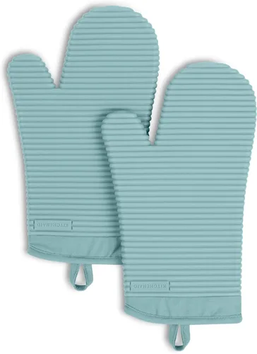 Vista 26 de KITCHENAID Juego de 2 guantes de horno de silicona suave acanalados, 7.5 x 13 pulgadas, color pistacho