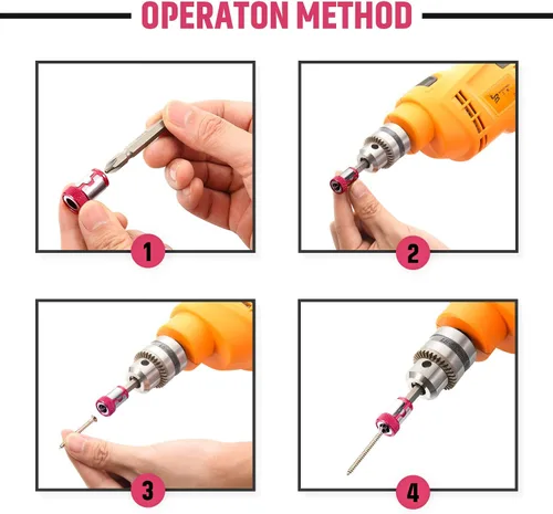 Vista 4 de 5 piezas de anillo de tornillo magnético para anillo magnetizador de metal, extraíble para destornillador hexagonal de 1/4 de pulgada y puntas