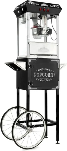 Olde Midway - máquina de hacer palomitas estilo clásico, con hervidor de agua grande de 8 onzas, Negro