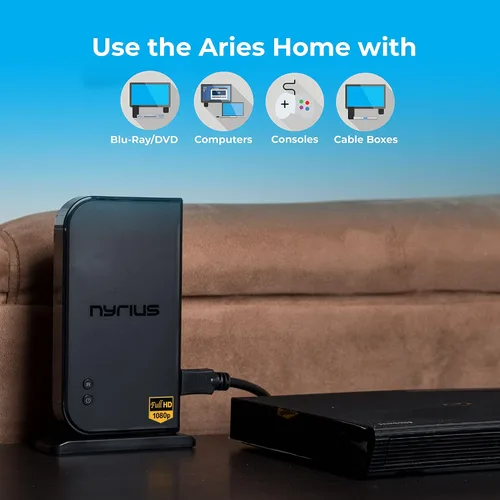 Vista 4 de Nyrius Aries Home - Transmisor y receptor inalámbrico digital HDMI para transmisión de video HD 1080p, caja de cable, satélite, bluray, DVD, PS3
