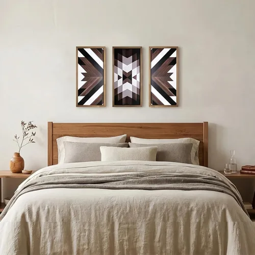 Vista 6 de flangairy Decoración de Pared Azteca 3 piezas, Arte de Pared Occidental de Madera, Tribal Nativo Americano del Suroeste Boho Sala de Estar