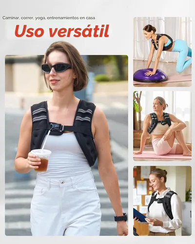 Vista 5 de ZELUS Chaleco con peso, chaleco de peso de 6 libras, 8 libras, 12 libras, 16 libras, 20 libras, 25 libras, 30 libras, con rayas reflectantes