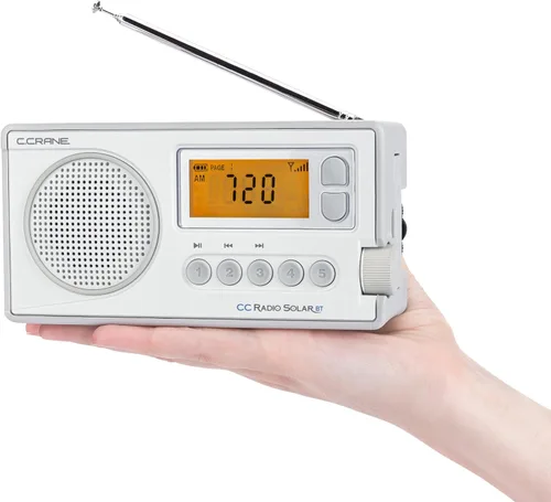 Vista 8 de C. Crane CCRadio Solar con recepción Bluetooth, manivela de emergencia NOAA Weather AM/FM - Radio multialimentada - Linterna LED integrada