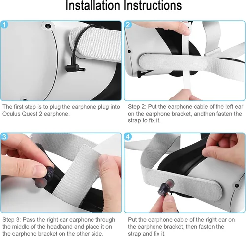 Vista 5 de OKCSC Auriculares para realidad virtual personalizados compatibles con Oculus Quest 2 Meta Quest Pro auriculares de cable corto intraural