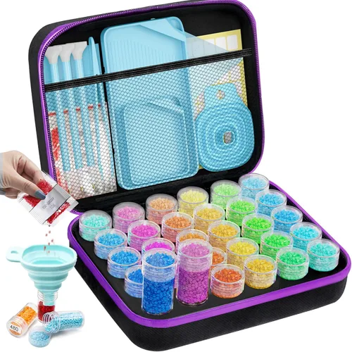 ARTDOT Contenedor de almacenamiento de 30 ranuras para kits de arte de diamantes para adultos, cajas de almacenamiento portátiles de cuentas para