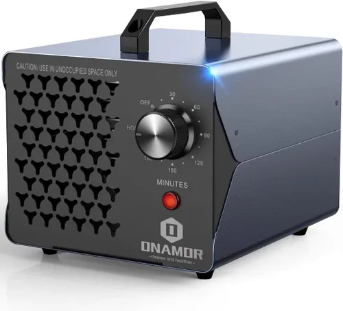 ONAMOR Generador de ozono 83,000 mg - Máquina de ozono para el hogar, humo, coche y habitación de mascotas. (Adecuado para un área de 6,000 pies