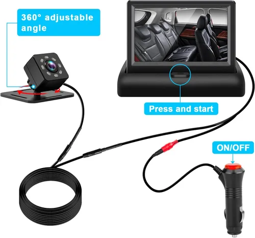 Vista 3 de Espejo de coche para bebé con pantalla de función de visión nocturna HD de 4.3 pulgadas, cámara de seguridad para asiento de automóvil con amplia