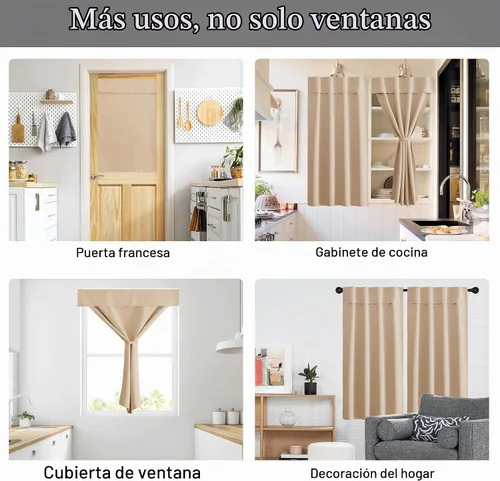 Vista 3 de NICETOWN Biscotti - Cortinas opacas para puerta francesas, color beige, 72 Biscotti Beige