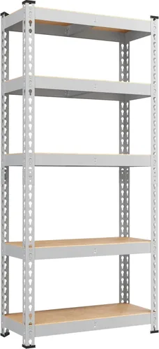 Vista 14 de Yaheetech Estantes de almacenamiento, estantería de metal ajustable resistente de 5 niveles, estante industrial para garaje, almacén, despensa, Negro