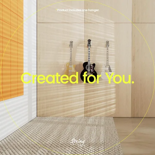 Vista 8 de String Swing CC01K-BW Soporte de pared para guitarras acústicas y eléctricas con soporte de pared de nogal negro