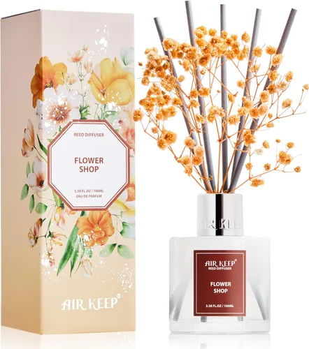 Vista 23 de Airkeep Difusor de varillas de 3.38 onzas (3.4 fl oz), juego de difusor de varillas perfumadas de lino limpio y vainilla de cachemira, difusor