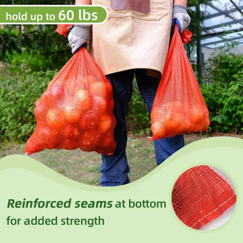 Vista 4 de Bolsas de malla extra grandes para productos de 60 libras, bolsas reutilizables de almacenamiento de cebolla y verduras, bolsa de red lavable de 21