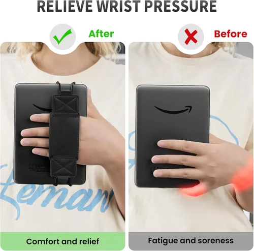 Vista 3 de MoKo Paquete de 2 correas de mano de seguridad para Kindle eReaders Fire de 6 a 8 pulgadas, Kindle/Kobo/Voyaga/Lenovo/Sony E-Book, correa de mano