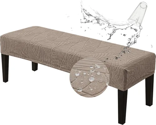 Vista 12 de Genina Fundas impermeables para banco de comedor, protector de asiento de banco de jacquard elástico, funda de banco rectangular para dormitorios