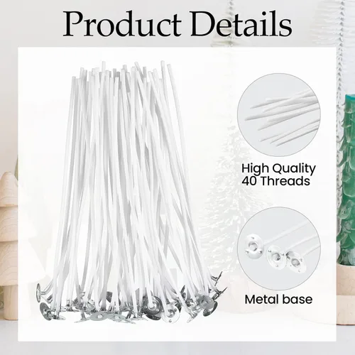 Vista 3 de 1000 mechas de algodón para velas, mechas preenceradas de 6 pulgadas para hacer velas