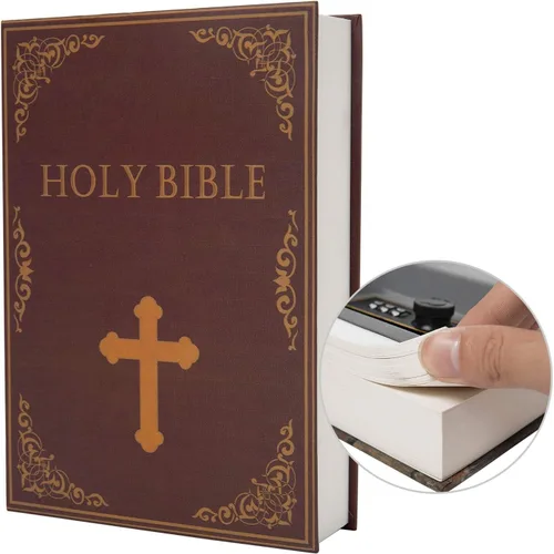 Vista 7 de Caja fuerte de libro de transferencia de papel real, hueca con compartimento secreto oculto, cerradura de combinación, 8.7"×6"×2" (Alice-Combination)