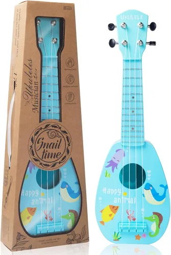 YOLOPLUS+ Guitarra de juguete para niños de 17 pulgadas con 4 cuerdas, mini guitarra infantil, instrumentos musicales educativos, juguete de