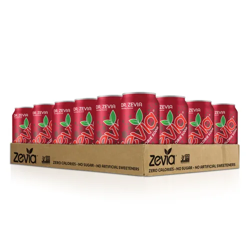 Vista 3 de Zevia Paquete variado de refrescos sin calorías, Dr Zevia (24 latas) y Cherry Cola (paquete de 12 latas)