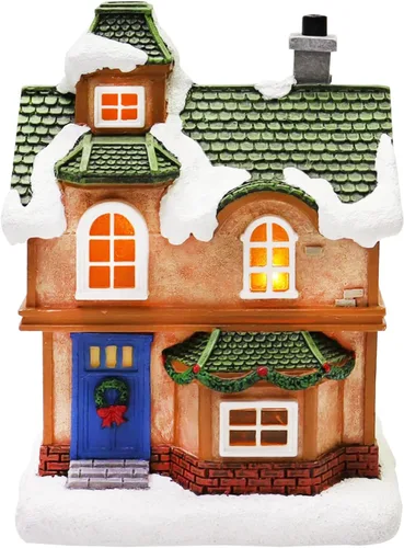 Vista 6 de MOMENTS IN TIME Christmas Village - Juego de 12 piezas, con luces LED, funciona con pilas (no incluidas)