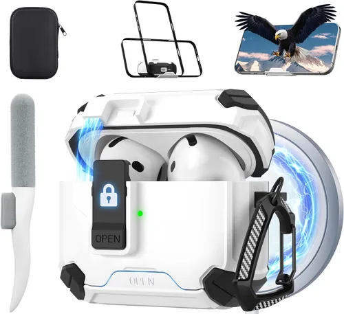 Vista 12 de Maxjoy Funda para AirPods Pro 2 Case 2022, Funda Protectora para AirPods Pro de 2ª Generación con Bloqueo Automático, Compatible con Apple AirPod