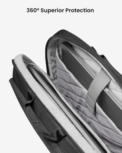 Vista 8 de tomtoc - Maletín para portátil de 16 pulgadas con compartimento doble para 2 laptops, maletín de hombro para portátil de negocios, bolsa protectora