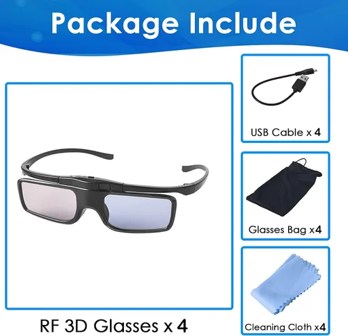 Vista 7 de Gafas RF 3D, obturador activo RF 3D gafas recargables adecuadas para proyectores de TV RF 3D, gafas RF 3D para Sony Epson Toshiba Sharp, compatibles