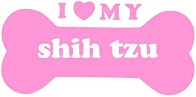 Vista 2 de CRDesign Calcomanía con texto en inglés "I Love My Shih Tzu" para refugio, camión, SUV, coche, laptop (6 pulgadas, azul bebé)