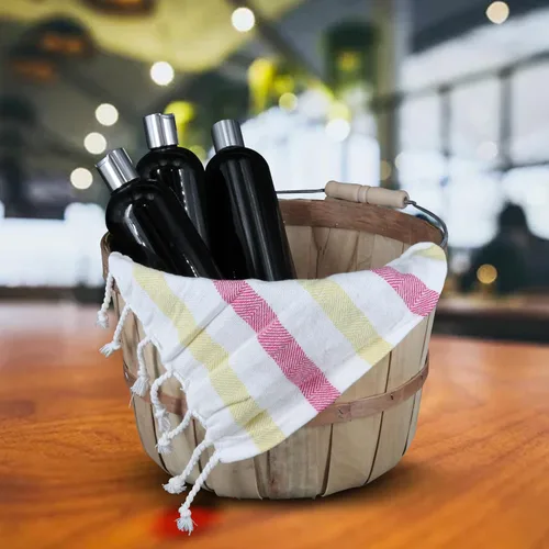 Vista 4 de SSWBasics Juego de 3 cestas de madera de pino natural sin terminar con mango y manzana, canastas duraderas para exhibición de productos, ideal