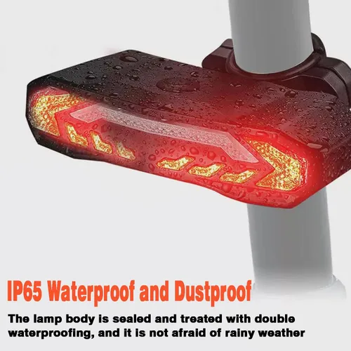 Vista 7 de Luces traseras de bicicleta inteligentes con luz de giro impermeable IP65 luz para bicicleta recargable USB ultra brillante advertencia de seguridad
