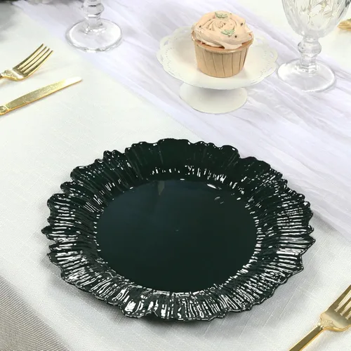 Vista 52 de Efavormart - Paquete de 6 platos de carga redondos de plástico morado de 13 pulgadas, con borde con volantes, para bodas, eventos