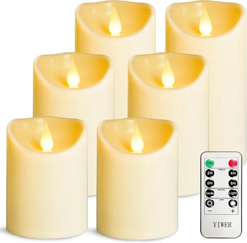 Vista 8 de YIWER Velas sin llama impermeables, juego de 9 velas LED de pilas para exterior con control remoto, velas falsas eléctricas, para Halloween